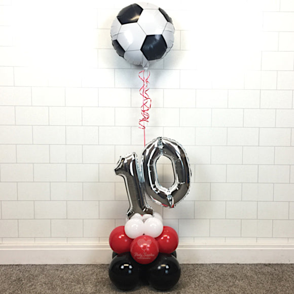 COLLECTION ONLY - FOOTBALL Black, Red & White Table Tower - Standard Foil Balloon