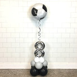 COLLECTION ONLY - FOOTBALL Black, Grey & White Table Tower - Standard Foil Balloon