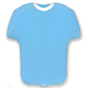 COLLECTION ONLY - 1 Blue Football T-Shirt Balloon Filled with Helium & Dressed with Ribbon & Weight