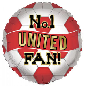 COLLECTION ONLY - 1 No.1 United Fan! Standard Foil Balloon Filled with Helium & Dressed with Ribbon & Weight