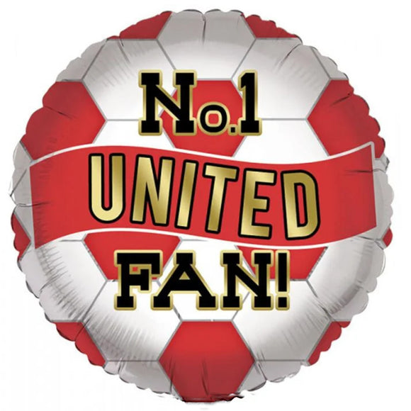 COLLECTION ONLY - 1 No.1 United Fan! Standard Foil Balloon Filled with Helium & Dressed with Ribbon & Weight