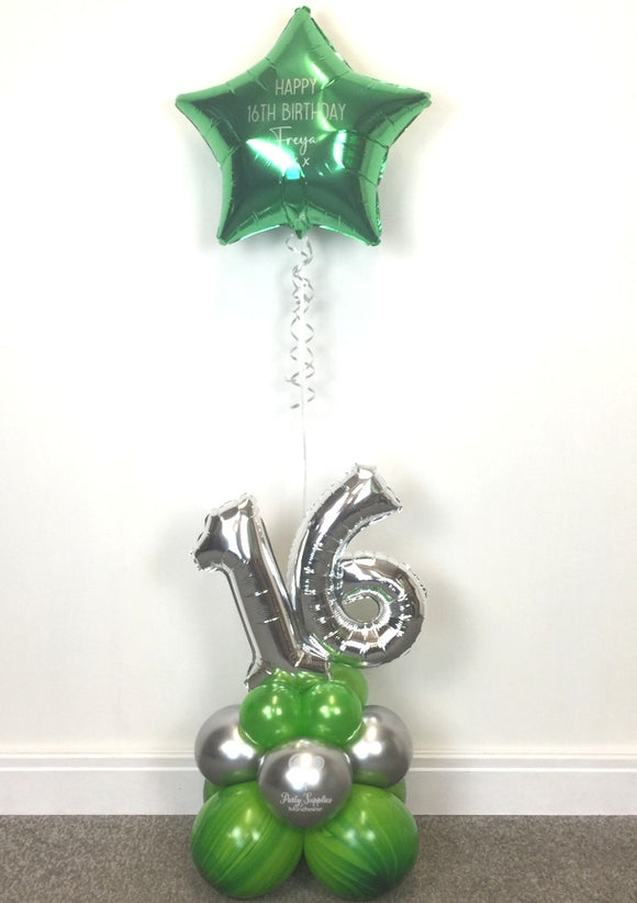 COLLECTION ONLY - Green & Silver Table Tower - Personalised Green Star