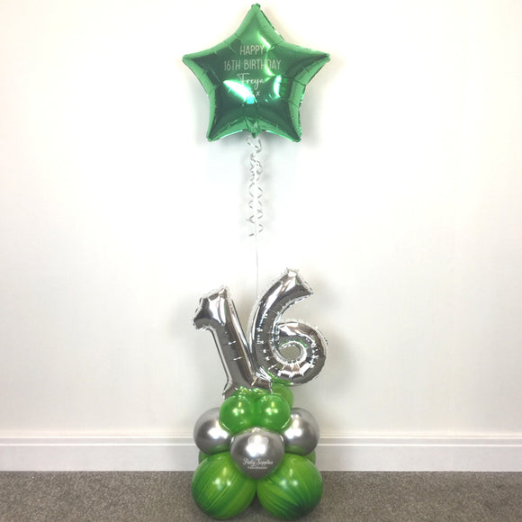 COLLECTION ONLY - Green & Silver Table Tower - Personalised Green Star