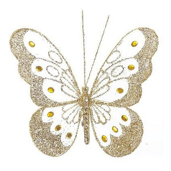1 Gold Clip on Butterfly 18cm
