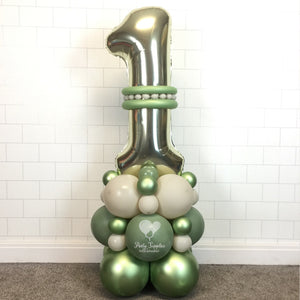 COLLECTION ONLY - Green White Gold Single Number Tower Personalised with a Name