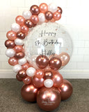 COLLECTION ONLY - Rose Gold & White Bubble Garland - Black Message - Rose Gold Leaf