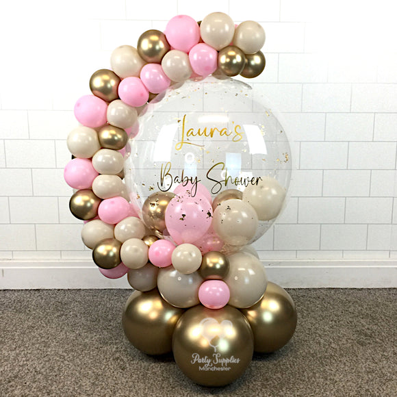 COLLECTION ONLY - Pink, Gold, & Cream Bubble Garland - Gold Message - Gold Leaf