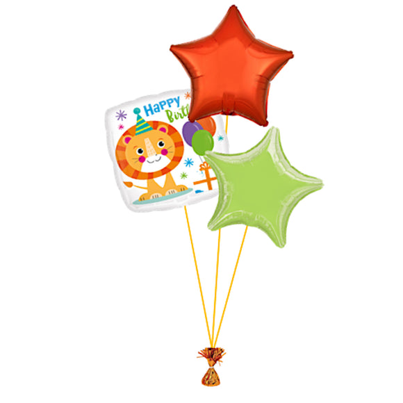 COLLECTION ONLY - Happy Birthday Lion 3 Foil Balloon Bouquet