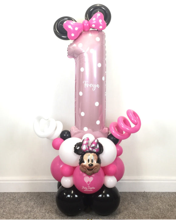 COLLECTION ONLY - Pink Number Tower Personalised with a Name & White Spot Design
