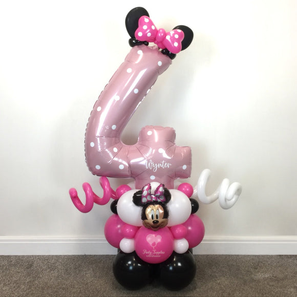 COLLECTION ONLY - Pink Number Tower Personalised with a Name & White Spot Design
