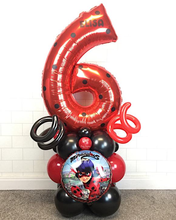 COLLECTION ONLY - Red Single Number Tower Personalised with a Name & Black Spot Design