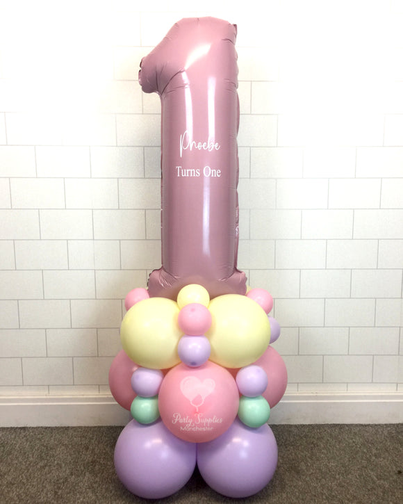 COLLECTION ONLY - PASTEL Baby Pink Single Number Tower Personalised with a Name