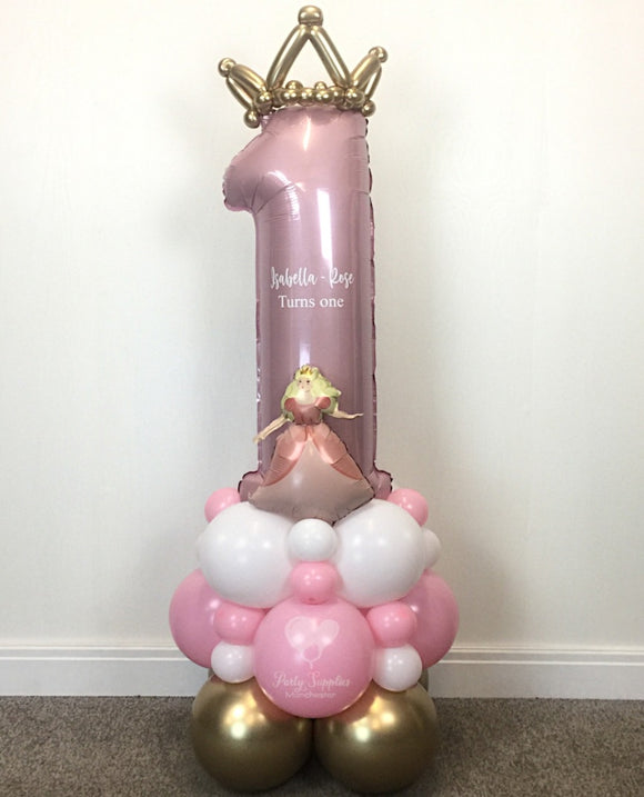 COLLECTION ONLY - Pink Single Number Tower Personalised with a Name & Crown