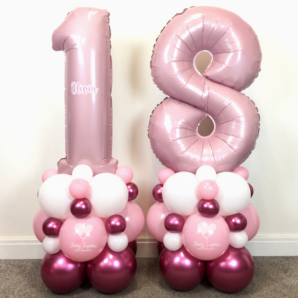 COLLECTION ONLY - Pink & White - Personalised Double Number Tower