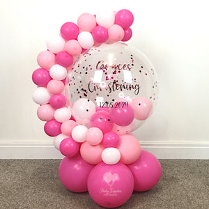 COLLECTION ONLY - Pink & White Bubble Garland - Pink Mirror Finish Message - Pink Confetti