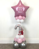 COLLECTION ONLY - NO ELF CUSTOMER TO PROVIDE ELF - Pink Candy Cane Topped with a Personalised Pink Star