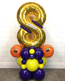 COLLECTION ONLY - BASKETBALL Gold Number Tower Personalised with a Name & Basketballs