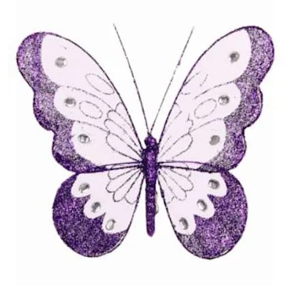 1 Purple Clip on Butterfly 18cm
