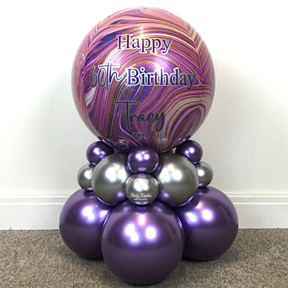 COLLECTION ONLY - 2 Tier Globe Marble Orbz, Purple & Silver Message