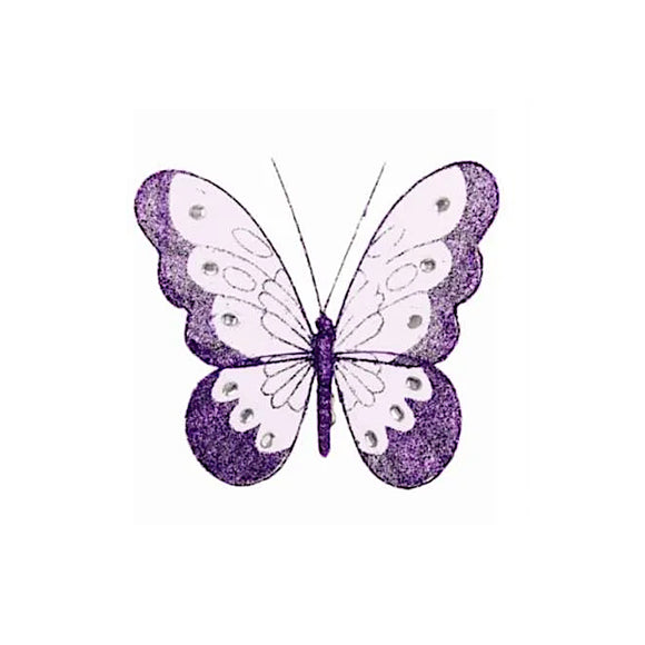 1 Purple Clip on Butterfly 8cm