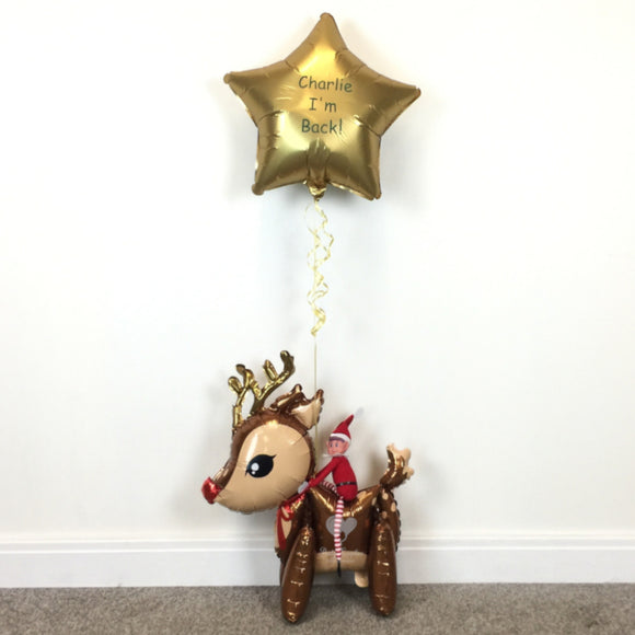 COLLECTION ONLY - ELF INCLUDED - Reindeer Topped with a  Personalised Gold Star