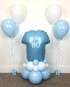 COLLECTION ONLY - Blue & White Personalised Football T-Shirt Tower & 2 Sets of Clusters