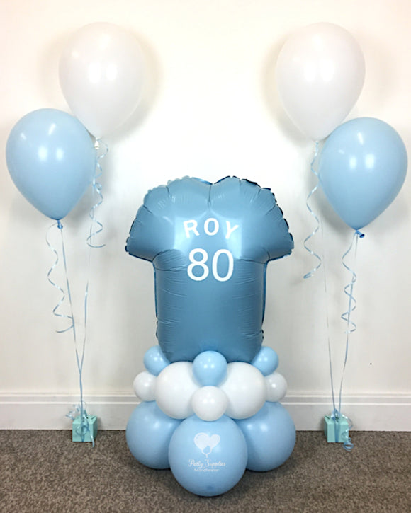 COLLECTION ONLY - Blue & White Personalised Football T-Shirt Tower & 2 Sets of Clusters