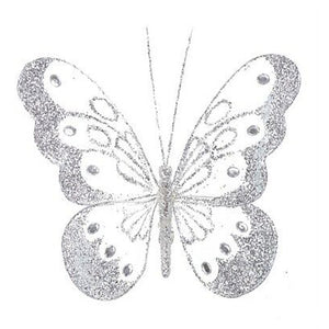 1 Silver Clip on Butterfly 18cm