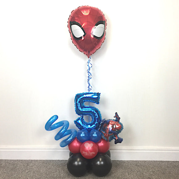 COLLECTION ONLY - Red, Black & Blue Table Tower - Spiderman Foil Balloon & Mini Shape