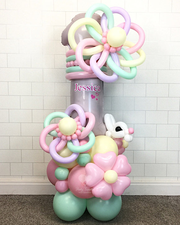 COLLECTION ONLY - PASTEL Baby Pink Single Number Tower Personalised with a Name