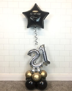 COLLECTION ONLY - Chrome Gold, Silver & Black Table Tower - Personalised Black Star