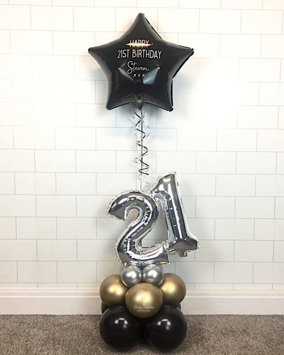 COLLECTION ONLY - Chrome Gold, Silver & Black Table Tower - Personalised Black Star