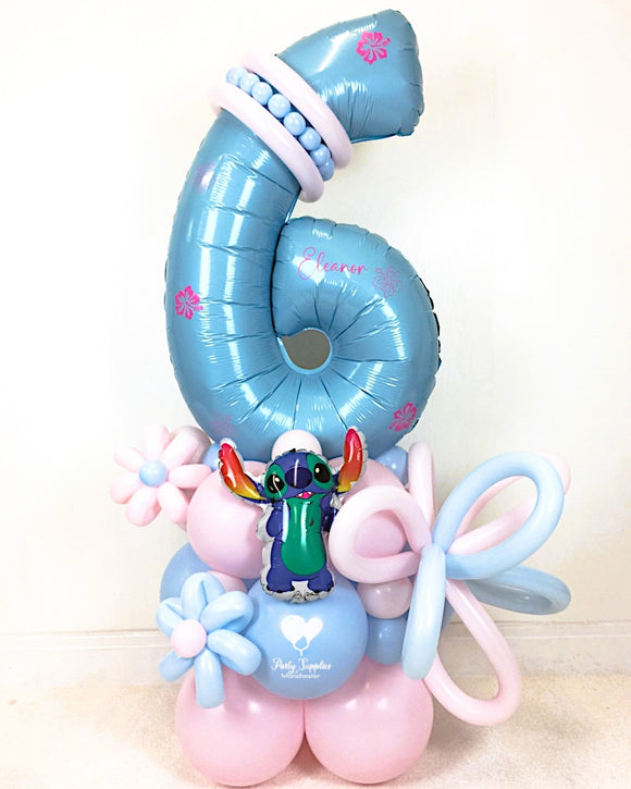 COLLECTION ONLY - Pink Number Tower Personalised with a Name & Flowers