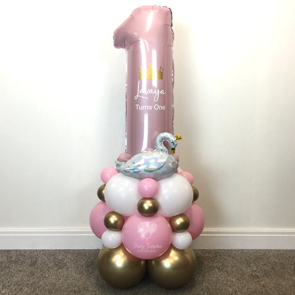 COLLECTION ONLY - SWAN Baby Pink Number Tower Personalised with a Name