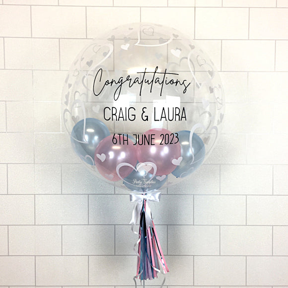 COLLECTION ONLY - Heart Bubble - Pink & Blue Balloons - Black Message