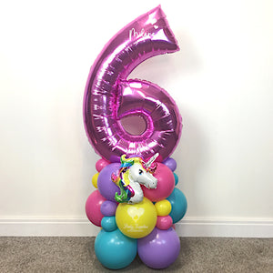 COLLECTION ONLY - UNICORN Bright Pink Single Number Tower Personalised with a Name