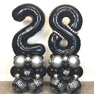 COLLECTION ONLY - Black & Silver - Personalised Double Number Tower