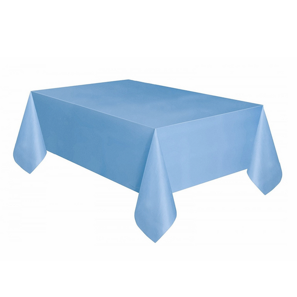 Baby Blue Plastic Oblong Tablecloth 2.37 x 2.74 Meters