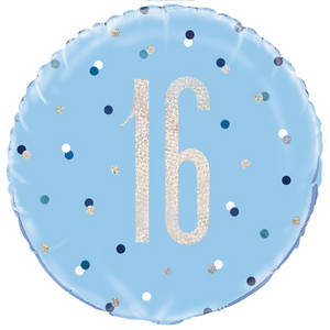 COLLECTION ONLY - 1 Blue 16 Foil Balloon Standard Foil Filled with Helium & Dressed with Ribbon & Weight