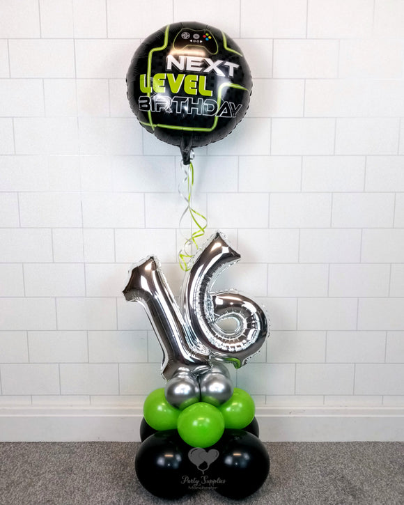 COLLECTION ONLY - GAME CONTROL Black Green & Silver Table Tower - Standard Licensed Foil Balloon