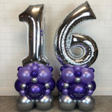 COLLECTION ONLY - Purple & Silver - Personalised Double Number Tower