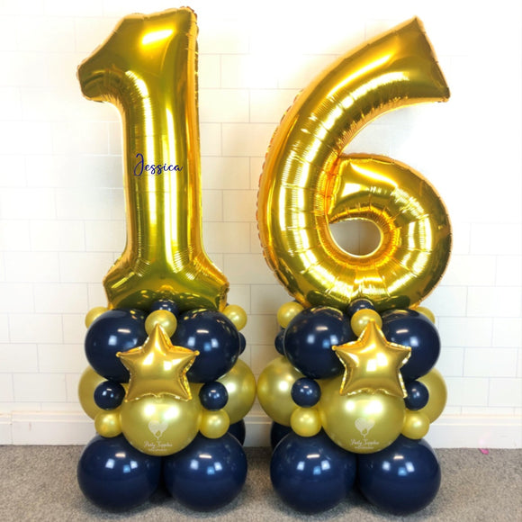 COLLECTION ONLY - Navy & Gold - Personalised Double Number Tower