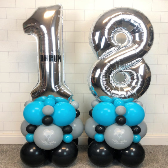 COLLECTION ONLY - Black, Grey & Blue - Personalised Double Number Tower