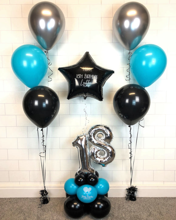 COLLECTION ONLY - Blue & Black Table Tower - Personalised Black Star & 2 Sets of Clusters