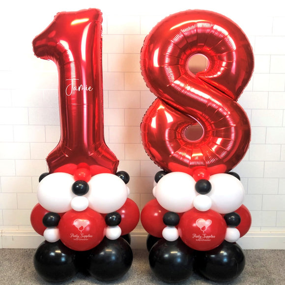 COLLECTION ONLY - Red White & Black- Personalised Double Number Tower