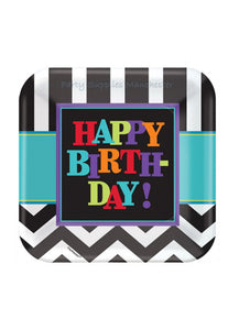 Chevron Design 18th Birthday Paper Plates (8/Pk)