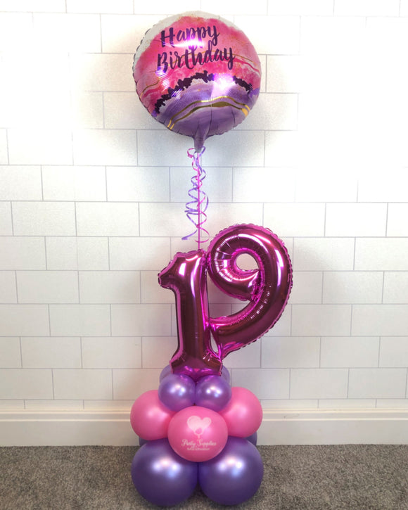 COLLECTION ONLY - WATERCOLOUR Purple & Pink Table Tower - Standard Foil Balloon