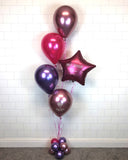 COLLECTION ONLY - Pink & Purple Star Bouquet 4 Latex Balloons, 1 Personalised Star & Balloon Base