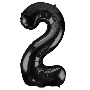 COLLECTION ONLY - Large Black Number 2 Super Shape Foil Balloon Filled with Helium & Dressed with Ribbon & Weight