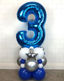 COLLECTION ONLY - Royal Blue, Silver & White Single Number Tower Personalised with a Name